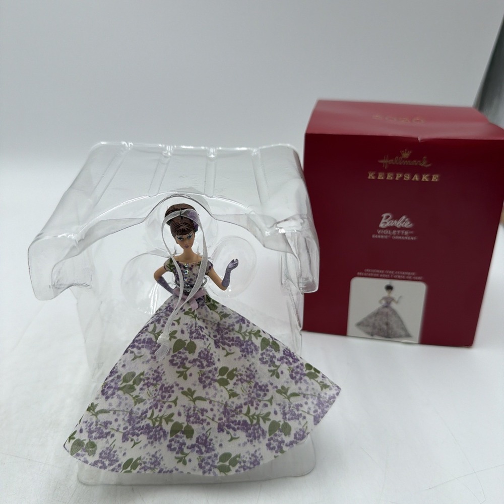 2020 Hallmark BARBIE as VIOLETTE Porcelain Ornament Fashion Doll New In Box